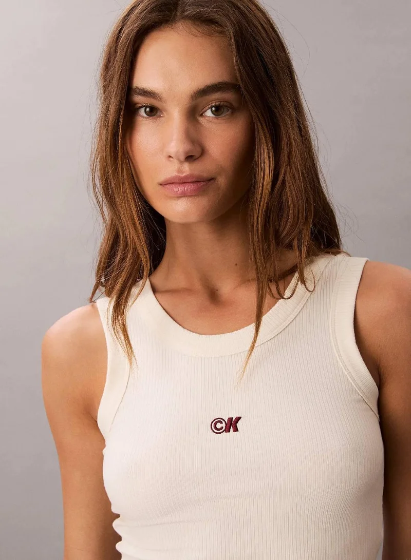 Calvin Klein Jeans Cloud Cream Modal Stretch Rib Tank Top for Women | Best Price UAE