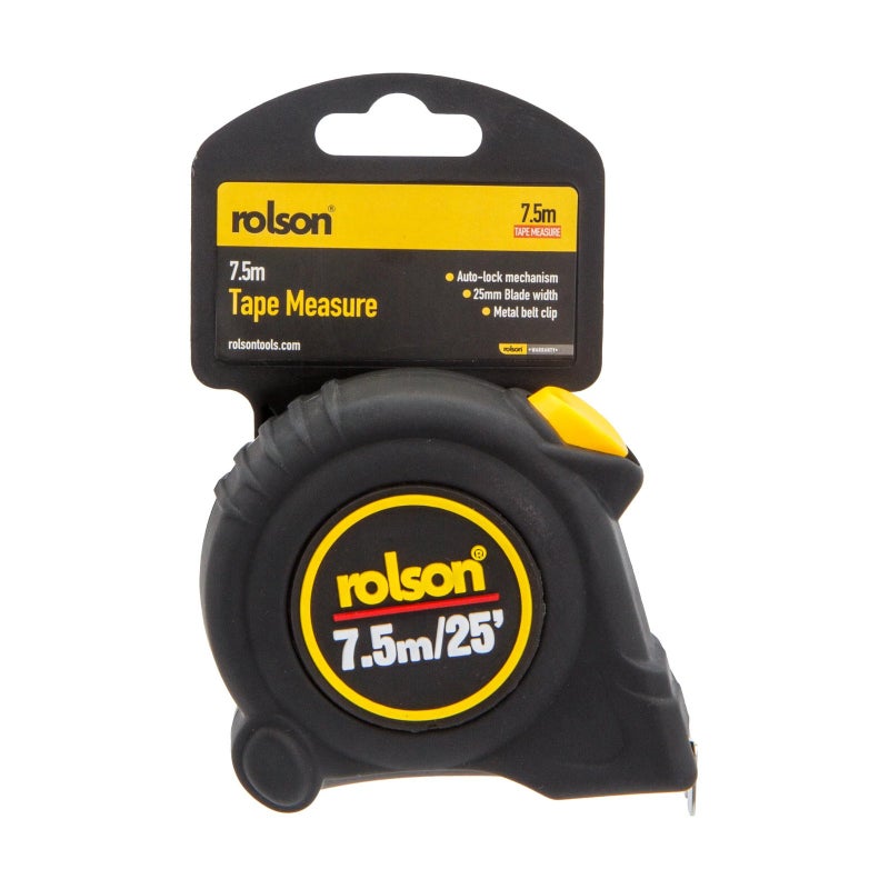 7.5m x 25mm Tape Measure 50567 | Impact-Resistant, Rubber Grip, Thumb Lock, Belt Clip & Carry Strap