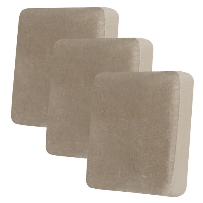 VELVET COUCH CUSHION COVERS SOFT SOFA SEAT COVERS FOR SECTIONAL 3 CUSHION COUCH WASHABLE MAGIC SOFA SLIPCOVER WITH ELASTIC BOTTOM NONSLIP FURNITURE PROTECTOR FOR PETS KID3PC TAUPE