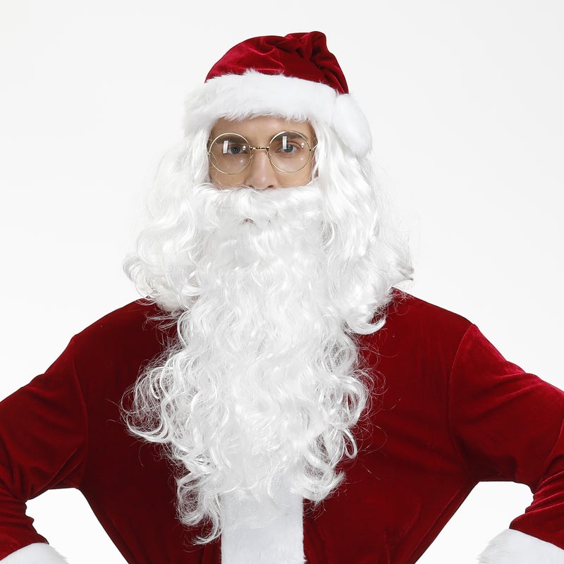 Generic Santa Claus Beard Wig Set Santa Claus Wig cos White Beard Christmas Grandpa Wig Wig + Beard 
