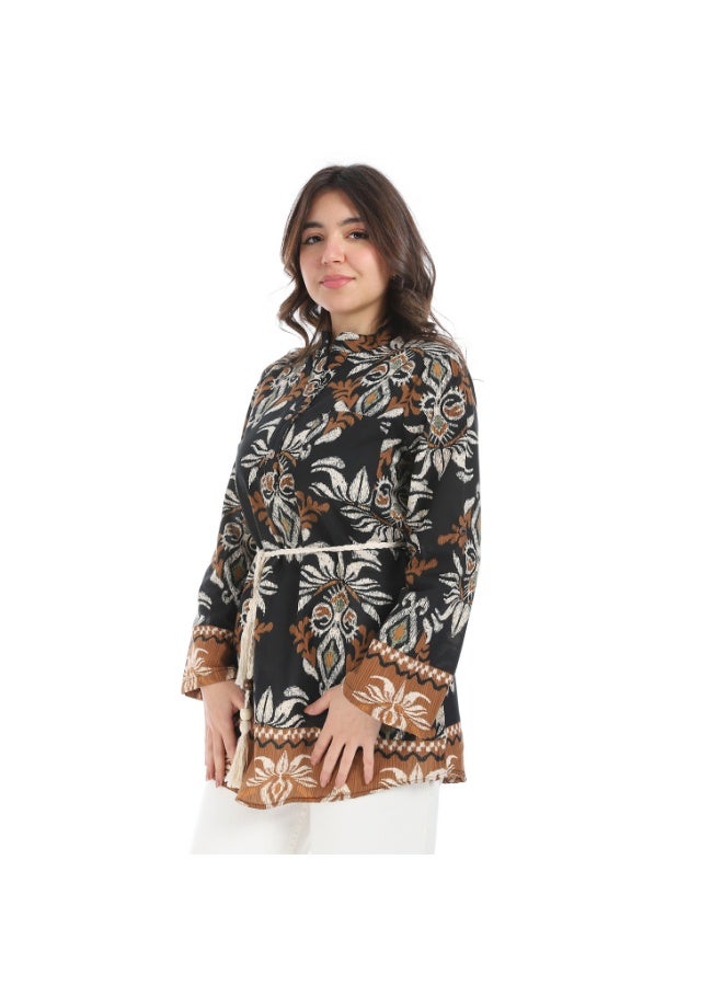 Coctail Floral Blouse-5735-black  - Image 2