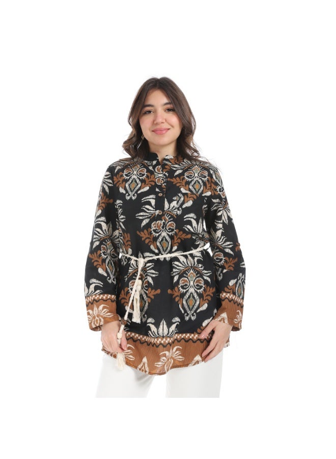 Coctail Floral Blouse-5735-black  - Image 1