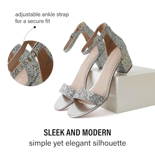 J. Adams J.Adams Daisy Heeled Sandals for Women – Wide Ankle Strap Low 2 Inch Kitten Short Block Heel, Open Toe Dress Shoes – Chunky Heels for Bridal, Wedding, Parties – Dressy Platform Sandals, Women's Shoes - Image 5