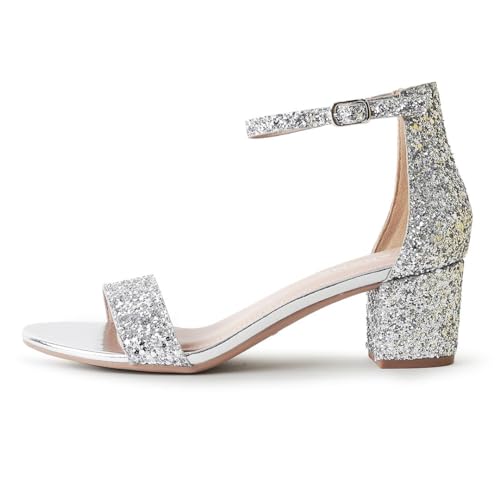 J. Adams J.Adams Daisy Heeled Sandals for Women – Wide Ankle Strap Low 2 Inch Kitten Short Block Heel, Open Toe Dress Shoes – Chunky Heels for Bridal, Wedding, Parties – Dressy Platform Sandals, Women's Shoes - Image 2