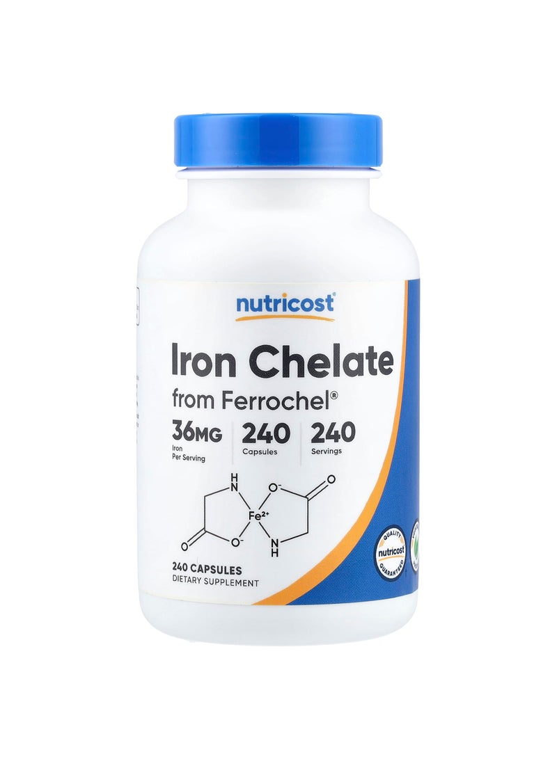 Iron Chelate From Ferrochel®, 36 mg, 240 Capsules