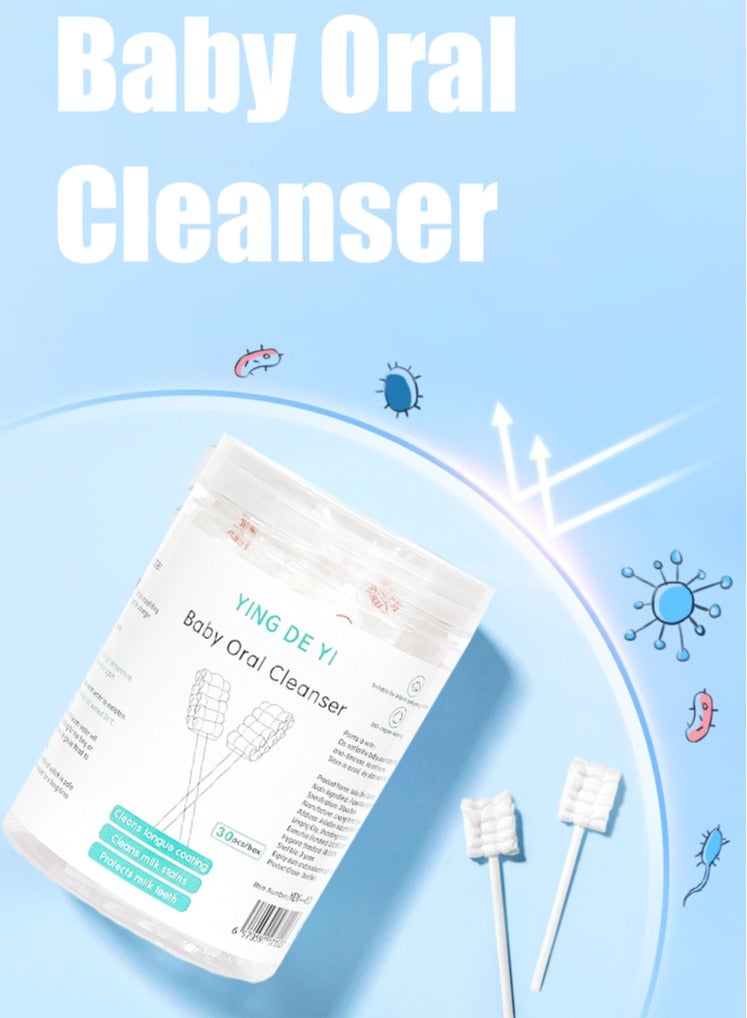 Baby Finger Toothbrush, Baby Tongue Cleaner, Toothbrush Clean Gums Disposable Tongue Cleaner Soft Gauze Toothbrush Infant Oral Cleaning Stick Care for Baby,2 finger cots and 30 brushes - Image 2