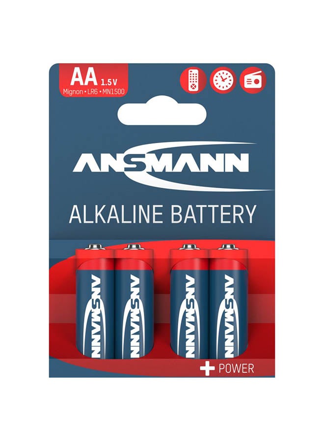ANSMANN Lr6 1.5 V Mignon AA Alkaline Battery 5 Year Shelf Life  Remote Wall Clock Flash Light Home Toys (Pack Of 4) 5 Years Shelf Life  - Image 1