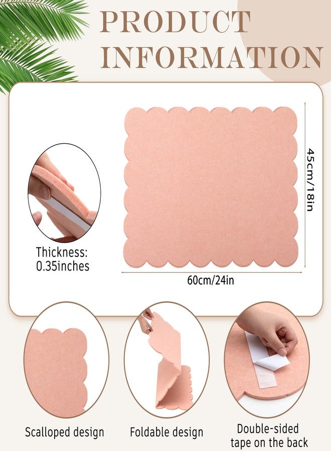 Mooliwe Scalloped Felt Bulletin Board Foldable Pin Cork Board Alternative for Wall Foldable Picture Vision Self Adhesive Bulletin Decorative(Light Pink,36 * 24 Inch) - Image 2