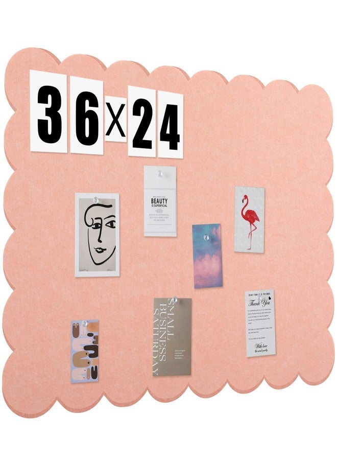 Mooliwe Scalloped Felt Bulletin Board Foldable Pin Cork Board Alternative for Wall Foldable Picture Vision Self Adhesive Bulletin Decorative(Light Pink,36 * 24 Inch) - Image 1