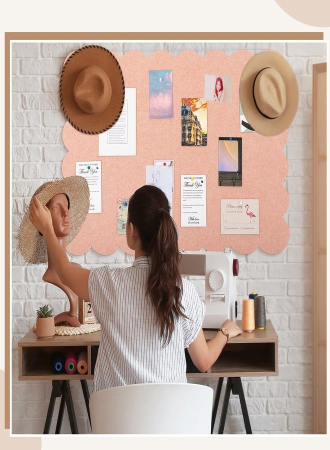 Mooliwe Scalloped Felt Bulletin Board Foldable Pin Cork Board Alternative for Wall Foldable Picture Vision Self Adhesive Bulletin Decorative(Light Pink,36 * 24 Inch) - Image 4