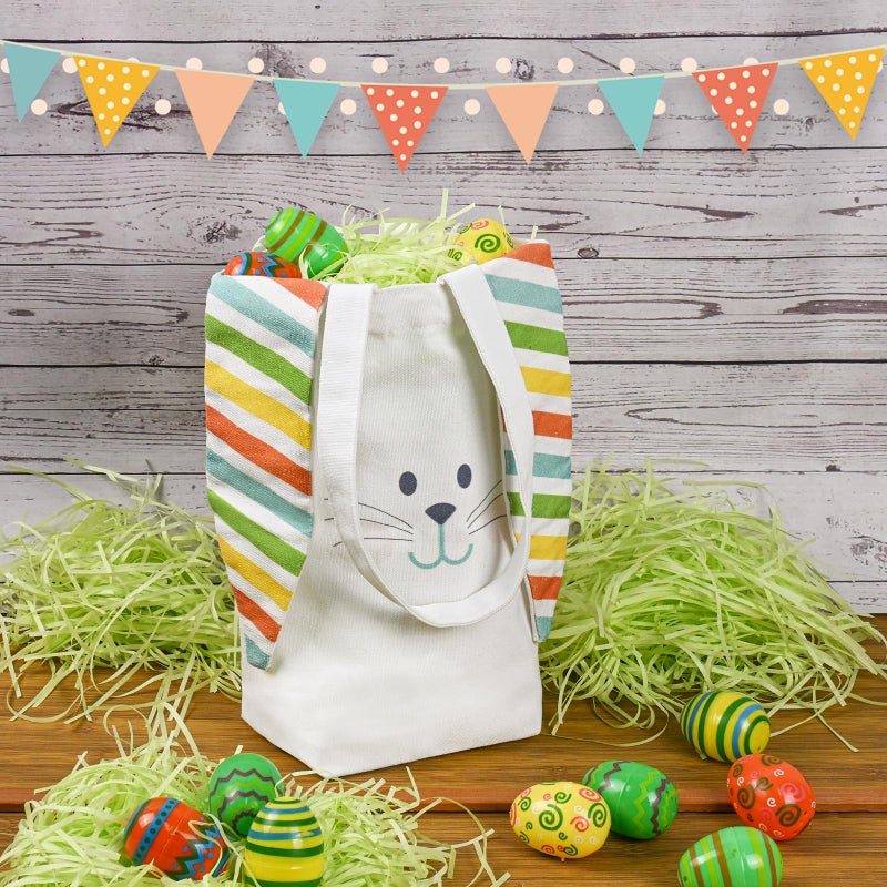 ATFUNSHOP Easter Tote Bag with Bunny Ears 11.8" - Reusable Canvas Rabbit Bag | Boy & Girl Easter Baskets for Egg Hunts, Gifts & Spring Fun - Image 5