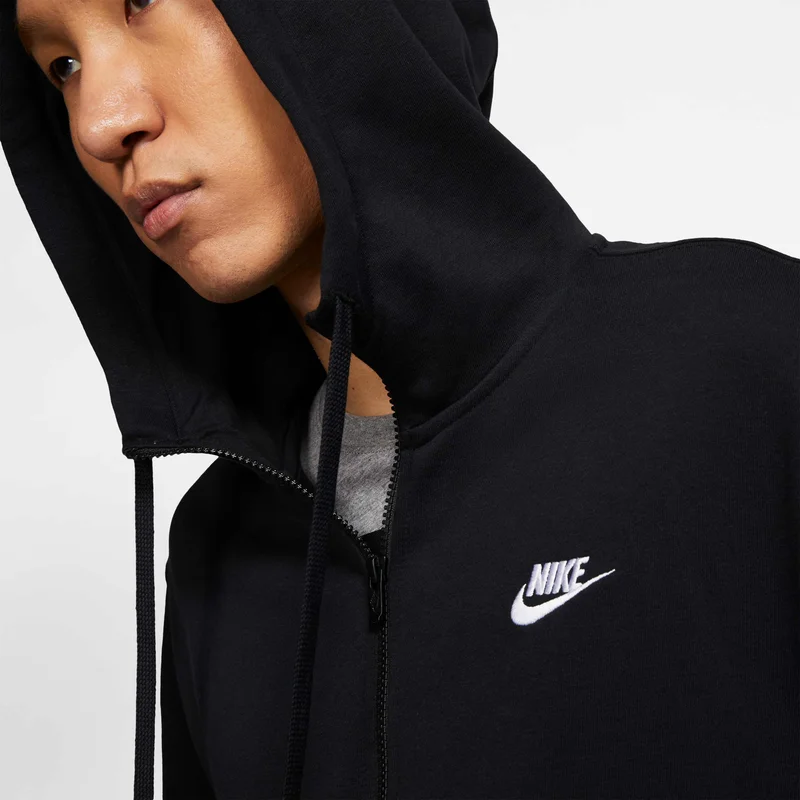 Nike Black Men's Sportswear Club Full-Zip Hoodie for Men | Best Price UAE