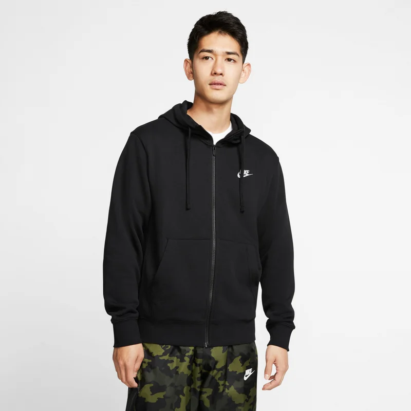 Nike Black Men's Sportswear Club Full-Zip Hoodie for Men | Best Price UAE