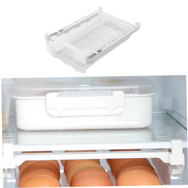 White Rolling Egg Storage Container Refrigerator Organizer Multi Functional Fridge Supplies - Image 5