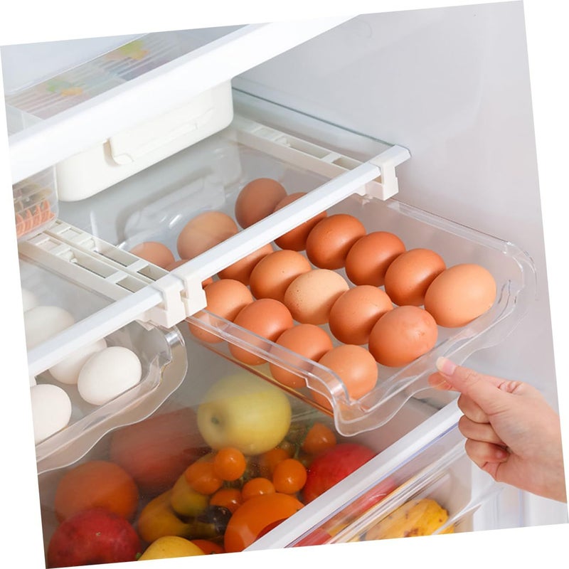 White Rolling Egg Storage Container Refrigerator Organizer Multi Functional Fridge Supplies - Image 4