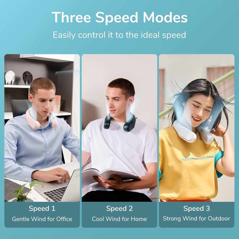 جيسيو لايف مروحة Four Turbo Neck بدون شفرات، محمولة ويمكن استخدامها بدون يد في الهواء الطلق، قابلة للارتداء الشخصي مع بطارية قابلة لإعادة الشحن، قوية وخفيفة الضوضاء، هدايا مناسبة للرجال/الأصدقاء/العائلة - اللون الرمادي - Image 5