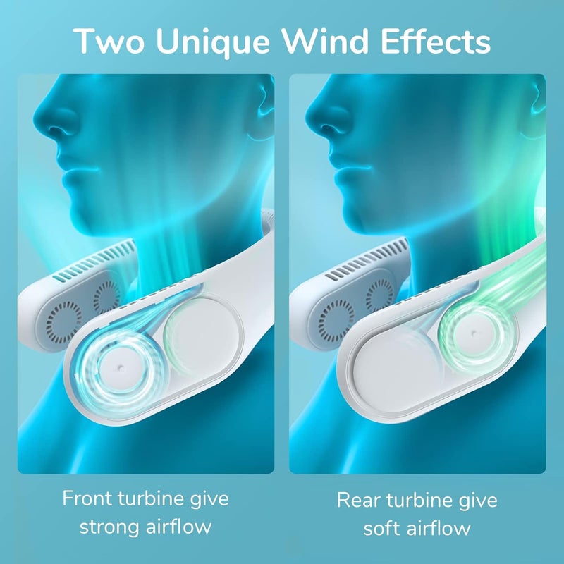 جيسيو لايف مروحة Four Turbo Neck بدون شفرات، محمولة ويمكن استخدامها بدون يد في الهواء الطلق، قابلة للارتداء الشخصي مع بطارية قابلة لإعادة الشحن، قوية وخفيفة الضوضاء، هدايا مناسبة للرجال/الأصدقاء/العائلة - اللون الرمادي - Image 3