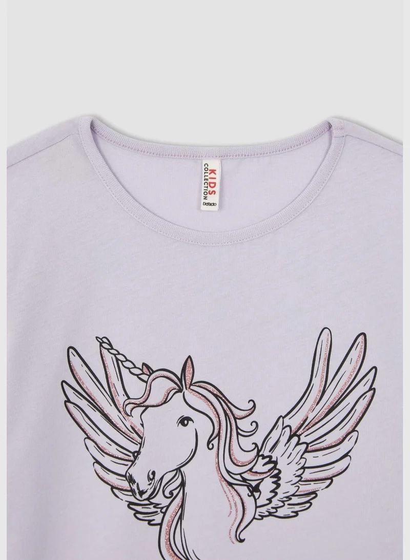 DeFacto Regular Fit Short Sleeve Unicorn Print Pyjama Set