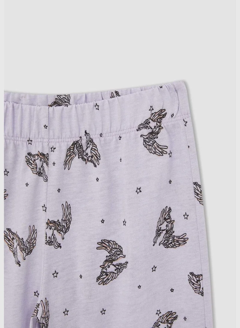 DeFacto Regular Fit Short Sleeve Unicorn Print Pyjama Set