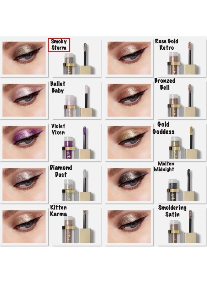 ستيلا ظلال العيون السائلة اللامعة والمتوهجة من ستيلا ماجنيفيسنت ميتالز، لون سموكي ستورم (لون القصدير الفاتح مع بريق فضي) - Image 4