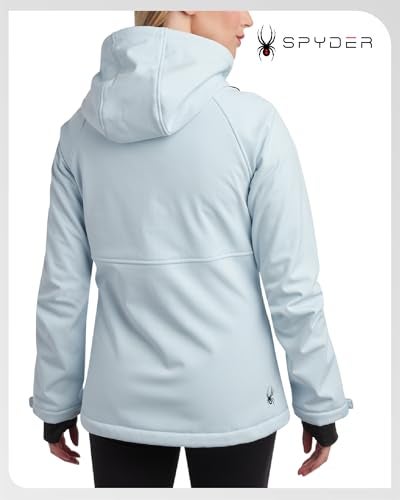 Spyder Womens Softshell Jacket - Lightweight Terry Fleece Hoodies for Women Water Resistant Zip Up Womens Windbreaker Jacket, Size Small, Ash Blue - Image 2