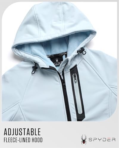 Spyder Womens Softshell Jacket - Lightweight Terry Fleece Hoodies for Women Water Resistant Zip Up Womens Windbreaker Jacket, Size Small, Ash Blue - Image 5