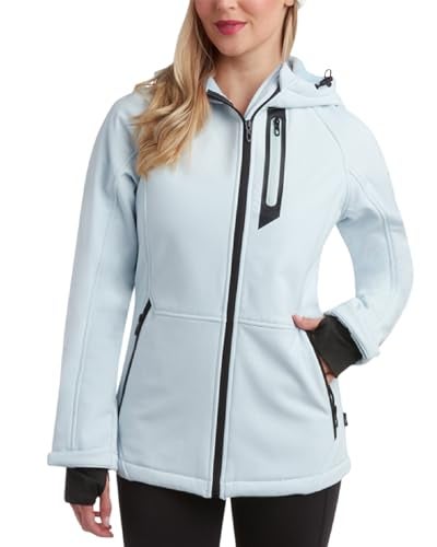 Spyder Womens Softshell Jacket - Lightweight Terry Fleece Hoodies for Women Water Resistant Zip Up Womens Windbreaker Jacket, Size Small, Ash Blue - Image 1