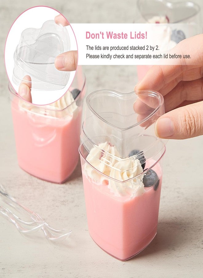 TOFLEN 50 Pack Heart Shaped Dessert Cups with Lids and Spoons, 5 oz Mini Plastic Shooter Cups for Parfait, Pudding, Fruit, Cheesecake, Mousse, Jello, Yogurt, Appetizer - Image 4