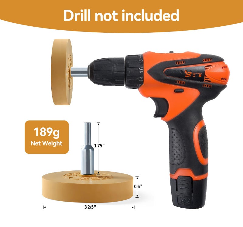 LuckyGuard Decal Remover Eraser Wheel Adhesive Remover for Pinstripes Vinyl Tapes and Sticker Rubber Wheel for Drill 1 Pack - Image 4