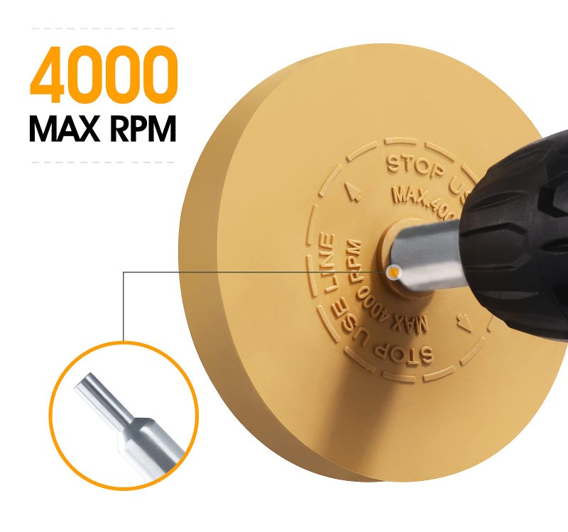 LuckyGuard Decal Remover Eraser Wheel Adhesive Remover for Pinstripes Vinyl Tapes and Sticker Rubber Wheel for Drill 1 Pack - Image 5