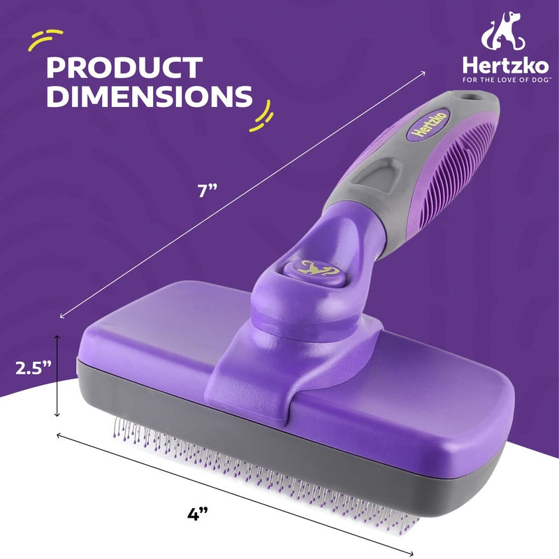 Hertzko Self-Cleaning Slicker Brush for Deshedding Long and Short-Haired Pets - Small Size Grooming Rake and Comb for Dogs and Cats - Image 3