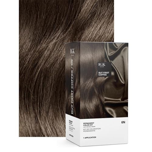 IGK Permanent Hair Dye Color Kit | 6N But First Coffee - Light Natural Brown | 100% Gray Color Coverage + Strengthen + Shine | Ammonia Free - Image 2