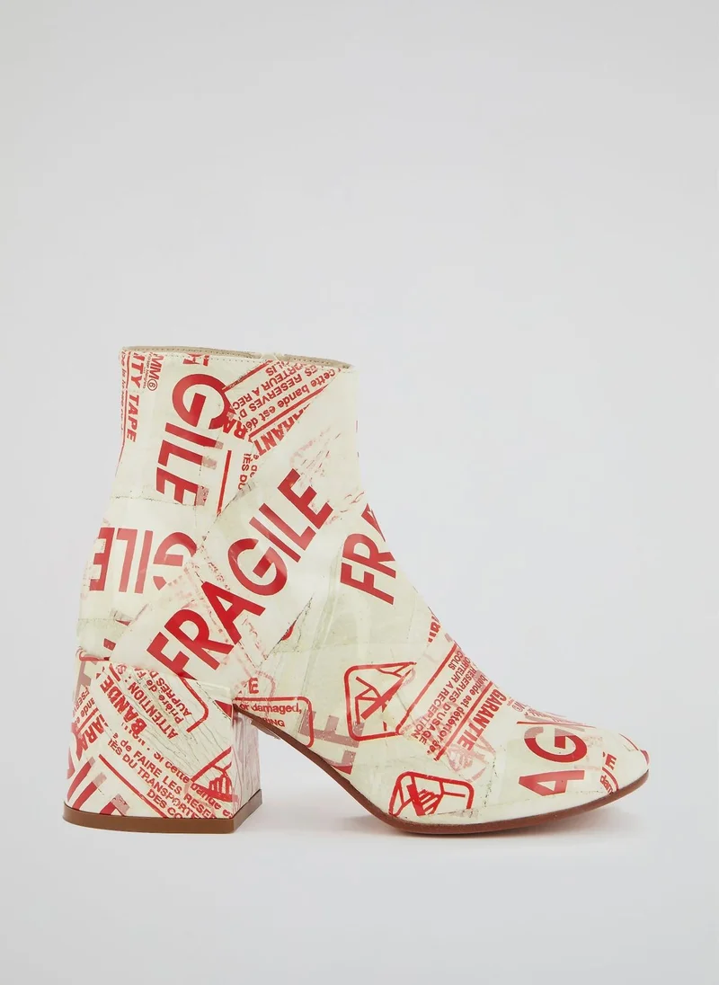 إم إم 6 Text Print Block Heel Boots