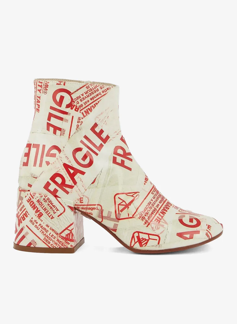 MM6 Text Print Block Heel Boots