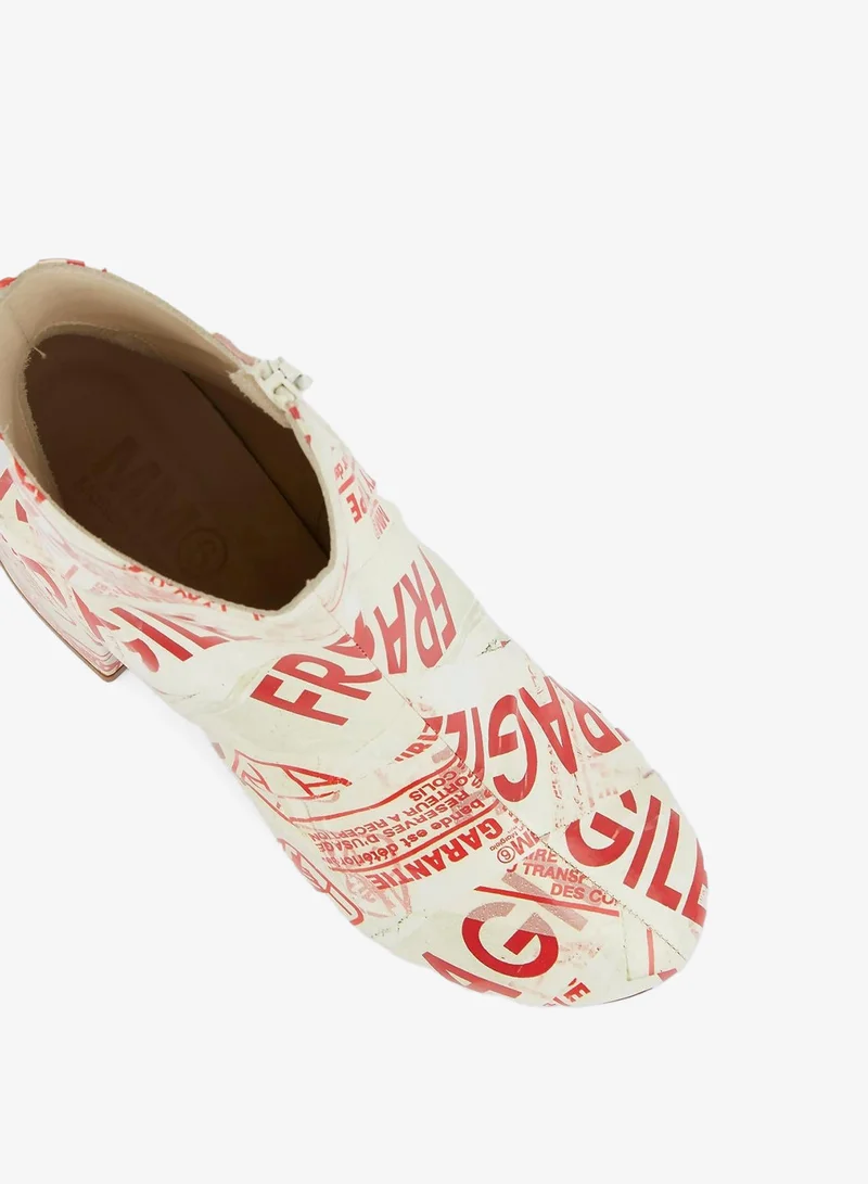 Mm6  Text Print Block Heel Boots for Women | Best Price UAE