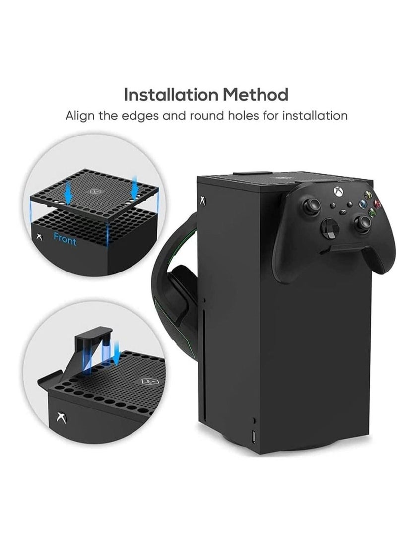 Dust Cover for Xbox Series X with 2 Headset/controller Holder, Cenxaki Pcs High Density Filter and 8pcs Silicone Plugs - Image 3