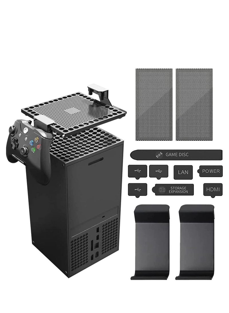 Dust Cover for Xbox Series X with 2 Headset/controller Holder, Cenxaki Pcs High Density Filter and 8pcs Silicone Plugs - Image 1