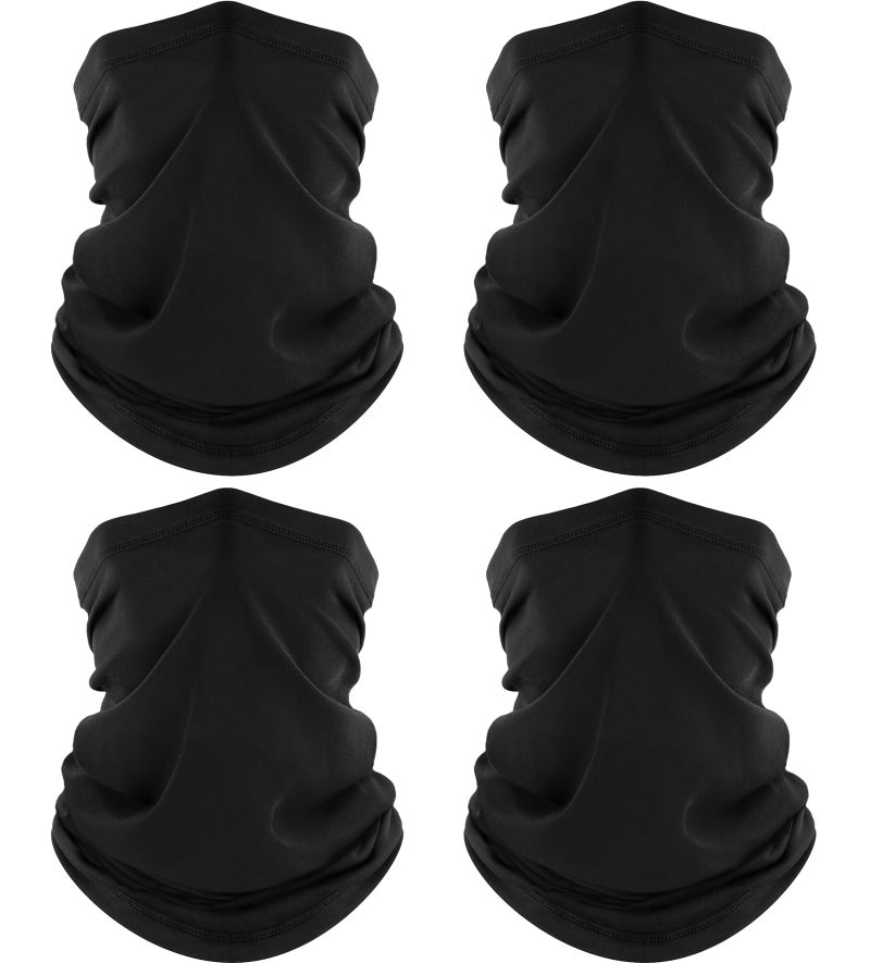 ROXUN 4 Pack Neck Gaiter, Cooling Breathable Face Mask UV Protection Scarf Hiking Bandana for Men/Women 4 Black - Image 1