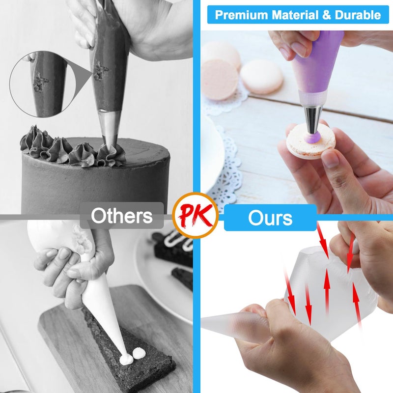 firstake Piping Bags and Tips Set - 100pcs Disposable Piping Bags, 12 Inch Icing Bags, Thickened Pastry Bags, Anti Burst Frosting Bags, Non-slip Cake Decorating Bags for Baking Cupcake and Cookies - Image 5