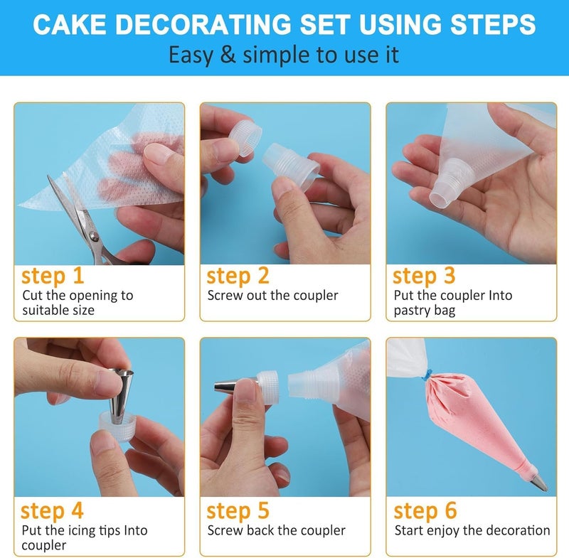 firstake Piping Bags and Tips Set - 100pcs Disposable Piping Bags, 12 Inch Icing Bags, Thickened Pastry Bags, Anti Burst Frosting Bags, Non-slip Cake Decorating Bags for Baking Cupcake and Cookies - Image 4