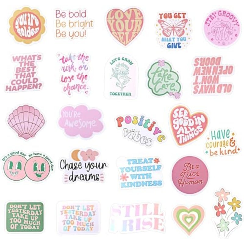100PCS Pink Motivational Stickers Vinyl Waterproof Stickers for Laptop Bumper Water Bottles Computer Phone Hard Hat Car Stickers and Decals Inspirational Stickers - Image 3