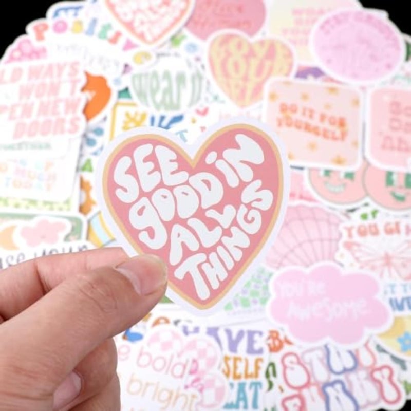 100PCS Pink Motivational Stickers Vinyl Waterproof Stickers for Laptop Bumper Water Bottles Computer Phone Hard Hat Car Stickers and Decals Inspirational Stickers - Image 2