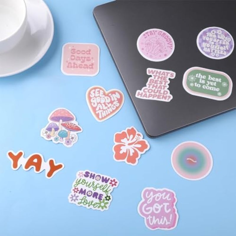 100PCS Pink Motivational Stickers Vinyl Waterproof Stickers for Laptop Bumper Water Bottles Computer Phone Hard Hat Car Stickers and Decals Inspirational Stickers - Image 5