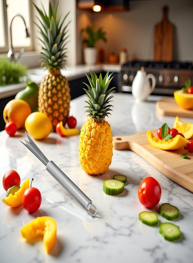 Cauaoa Silver Stainless Steel Pineapple Eye Remover Tool, V-Shape Kitchen Peeler, Multipurpose Pineapple Eye Clip,Pineapple Eye Cutter V Shape Stainless Steel Pineapple Eye Peeler Remover for Home Kitchen - Image 4