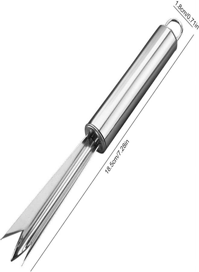 Cauaoa Silver Stainless Steel Pineapple Eye Remover Tool, V-Shape Kitchen Peeler, Multipurpose Pineapple Eye Clip,Pineapple Eye Cutter V Shape Stainless Steel Pineapple Eye Peeler Remover for Home Kitchen - Image 3