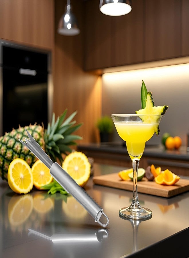 Cauaoa Silver Stainless Steel Pineapple Eye Remover Tool, V-Shape Kitchen Peeler, Multipurpose Pineapple Eye Clip,Pineapple Eye Cutter V Shape Stainless Steel Pineapple Eye Peeler Remover for Home Kitchen - Image 2
