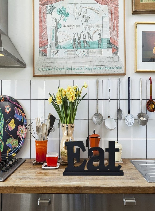 Waroom Home Wooden Eat Sign for Home Decor - Rustic Tabletop Block Letters Words Decor - Image 2