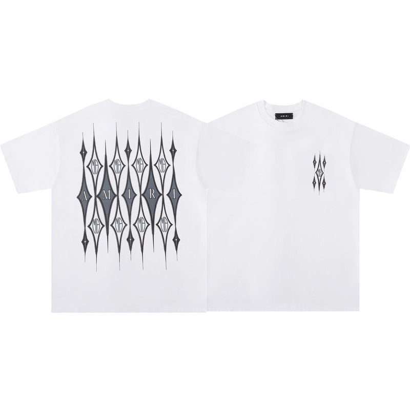 AMIRI Summer Short Sleeve Splatter Tee for Men 677 white - Image 3