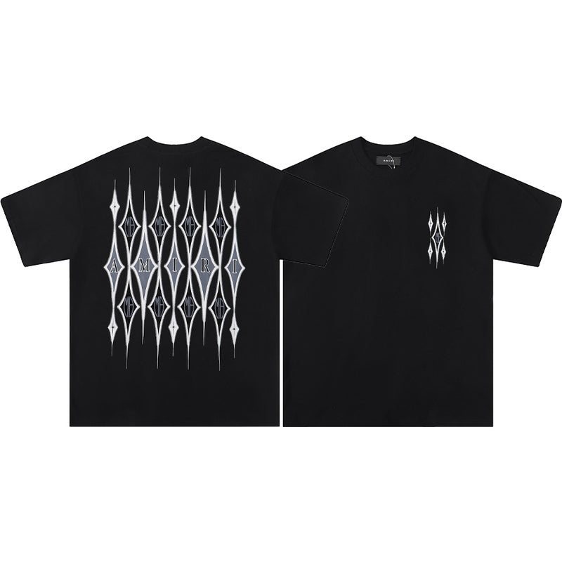 AMIRI Summer Short Sleeve Splatter Tee for Men 677 white - Image 4