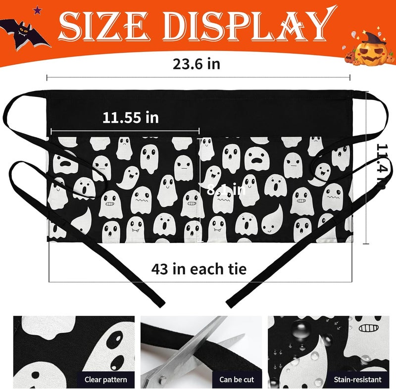 BOHARERS Waist Apron with 3 Pockets - Black Waitress Waiter Server Short Aprons - Image 5